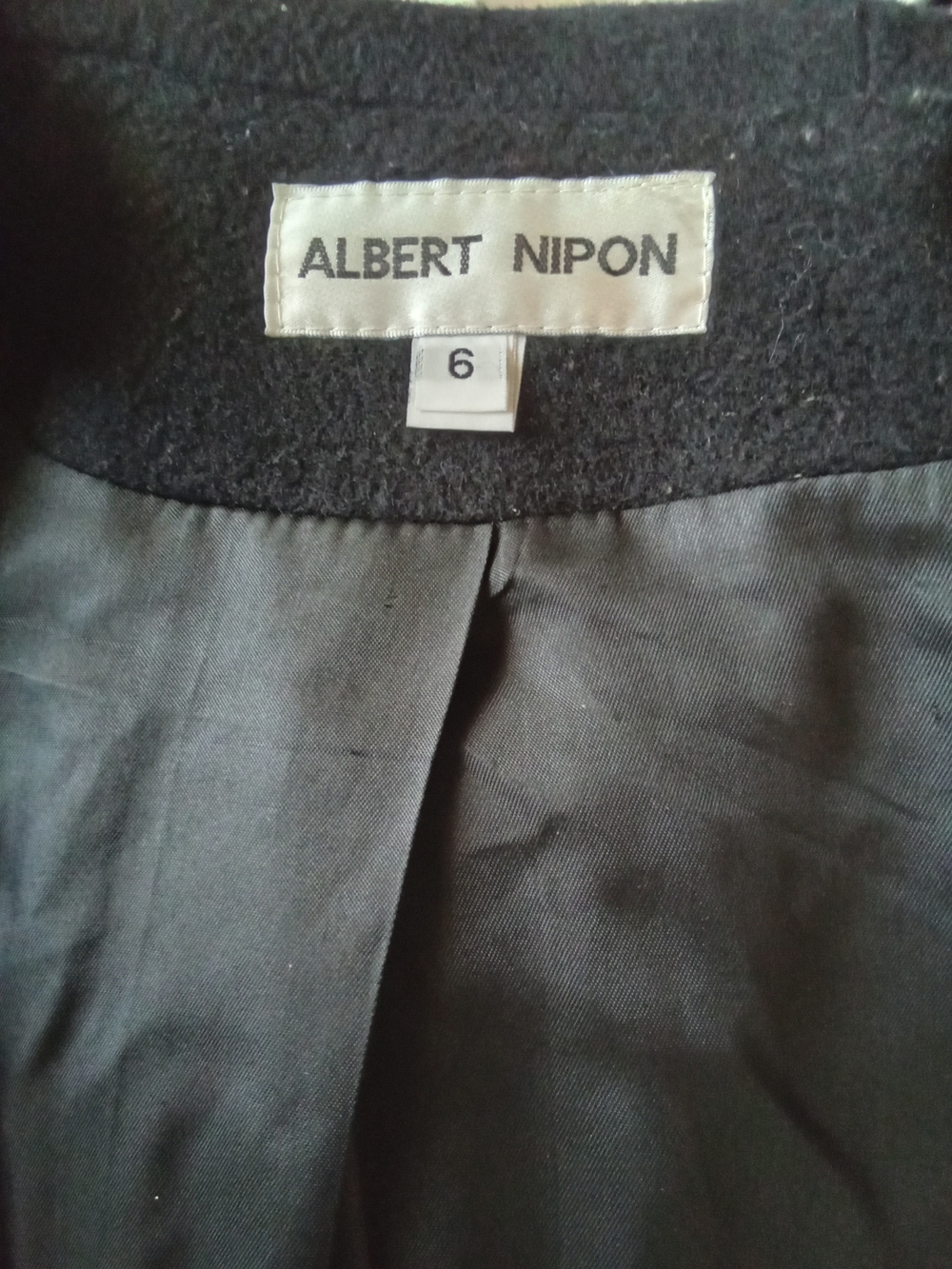 Albert Nipon Black Long Double-Breasted Trench with Fur Collar - Picture 7 of 7